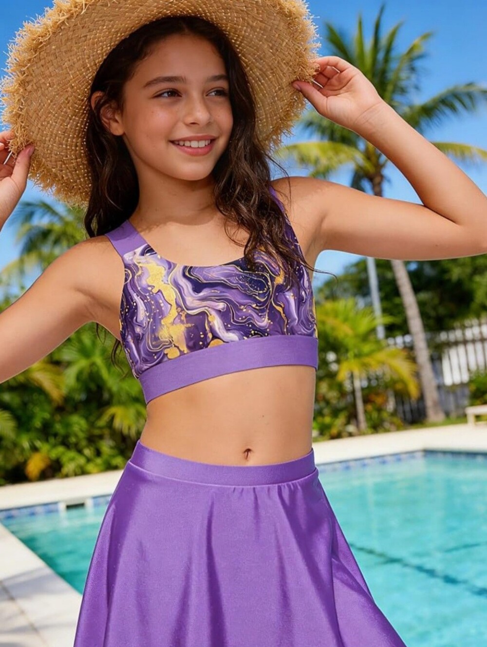 Purplishous Girl's Skort Swimsuit